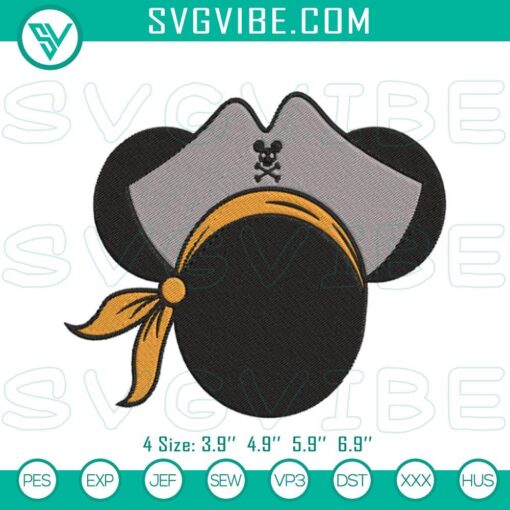 mickey head pirate embroidery designs cruise trip embroidery pattern files mockup