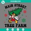 Mickey Main Street Tree Farm SVG featuring a festive Mickey Mouse with Christmas tree, PNG EPS DXF files for holiday crafting.