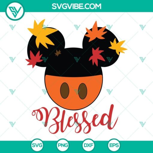 mickey minnie blessed thanksgiving svg bundle disney mouse head fall autumn leaves svg png dxf eps cut files 10 mockup