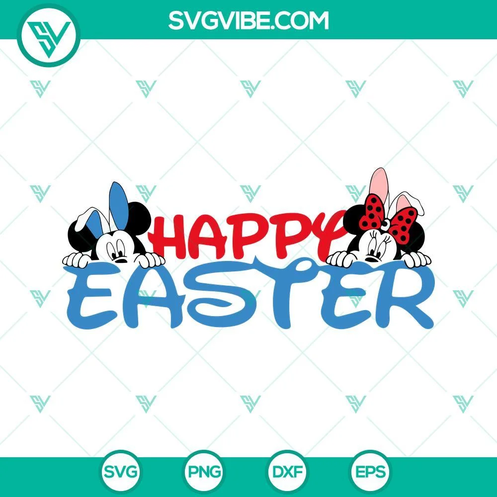 Disney, Easter, SVG Files, Mickey Minnie Happy Easter SVG Images, Easter Bunny 1