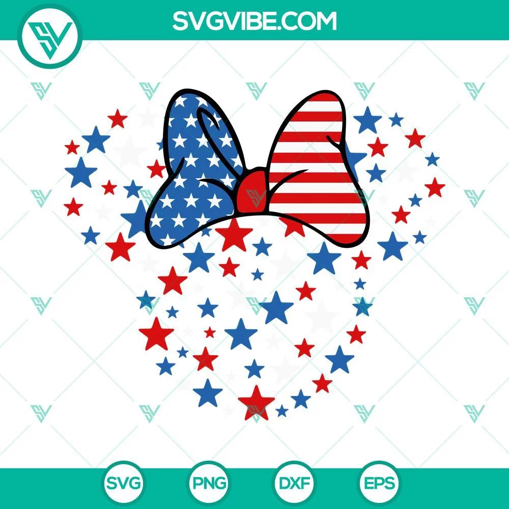 4th Of July, Disney, SVG Files, Mickey Minnie Head 4th Of July SVG Files, 1