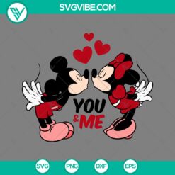 SVG Files, Valentine's Day, Mickey Minnie Kiss Svg, You and Me Svg, Mickey 2