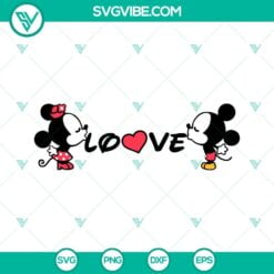 Disney, SVG Files, Valentine's Day, Mickey Minnie Love Kissing SVG Download, 2