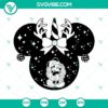 Mickey and Minnie Mouse ear Christmas SVG files with Disney theme, perfect for holiday crafts.