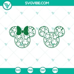 Mickey Minnie Mouse Head Shamrock SVG Image, Four Leaf Clover SVG Image,