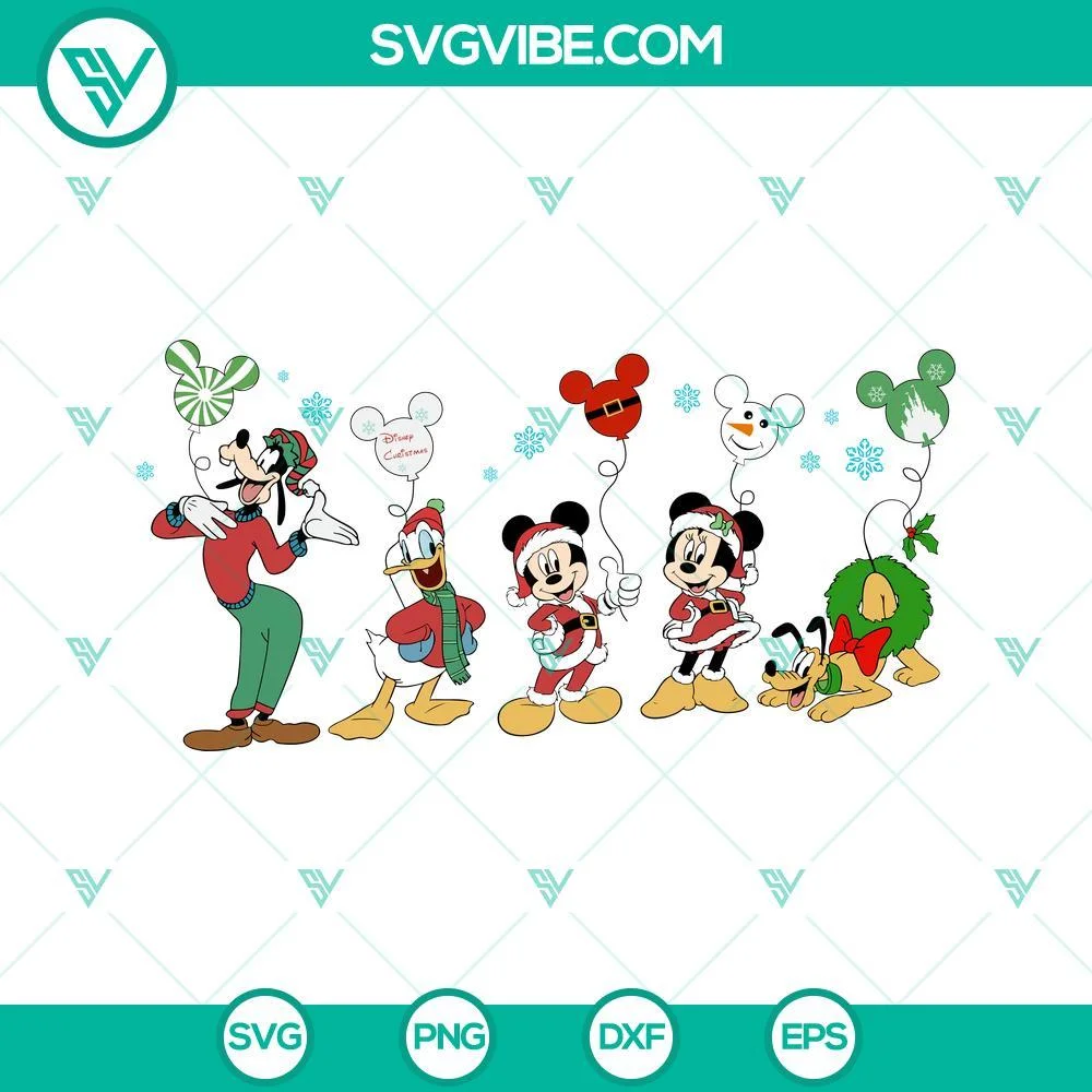 Christmas, Disney, SVG Files, Mickey Mouse And Friends Christmas SVG Image, 1