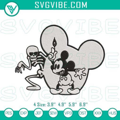 mickey mouse and skeleton embroidery design spooky mickey halloween embroidery file mockup