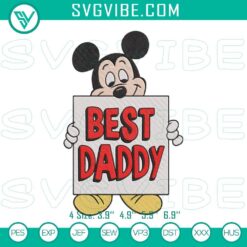 Disney Embroidery Designs, Embroidery Designs, Mickey Mouse Best Daddy 2