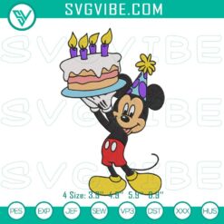 Mickey Mouse Birthday Cake Machine Embroidery Designs, Disney Birthday Party File