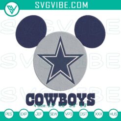 Dallas Cowboys fan Mickey Mouse ears embroidery designs, perfect for sports enthusiasts.