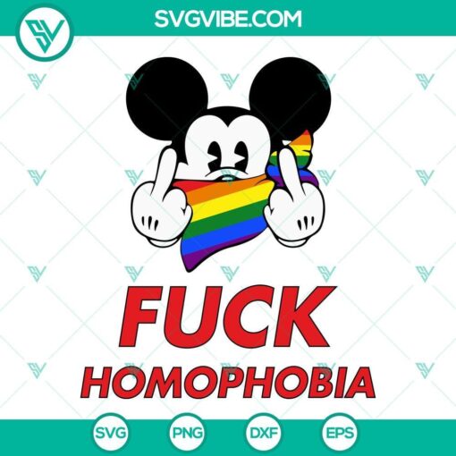 mickey mouse fuck homophobia svg rainbow bandana svg funny lgbt svg pride month svg png dxf eps 3 mockup