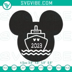 Mickey Mouse Head Cruise 2023 Machine Embroidery Designs, Family Cruise Trip Pattern