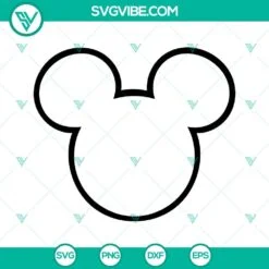 Disney, SVG Files, Mickey Mouse Head Outline SVG Download PNG DXF EPS Instant 2