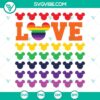 Rainbow Mickey Mouse head pride flag love SVG image with Disney theme.