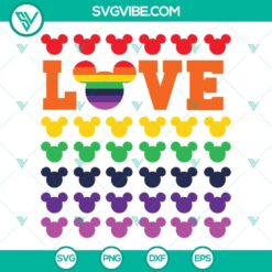 Disney, SVG Files, Mickey Mouse Head Pride Flag Love SVG Image, Rainbow Mickey 1