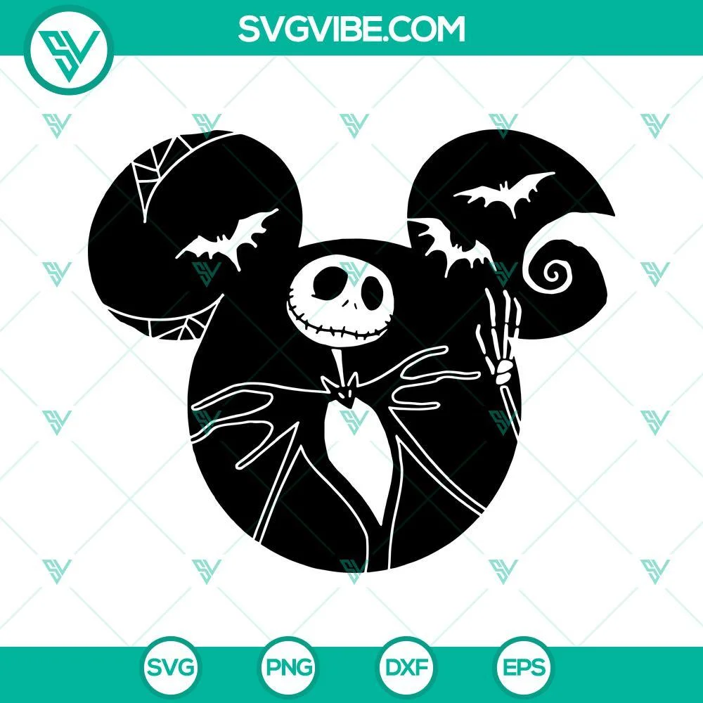 Disney, Halloween, SVG Files, Mickey Mouse Jack Skellington SVG File, The 1