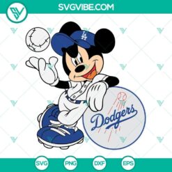 Mickey Mouse LA Dodgers SVG logo design with Los Angeles Dodgers theme, featuring baseball elements.