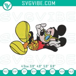 Mickey Mouse on the Beach embroidery designs, perfect for Disney summer vacation projects.