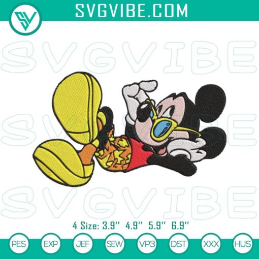 mickey mouse on the beach embroidery designs disney summer vacation machine embroidery files mockup