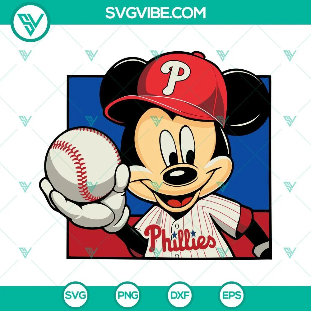 Disney, Sports, SVG Files, Mickey Mouse Philadelphia Phillies SVG Image, Mickey 1