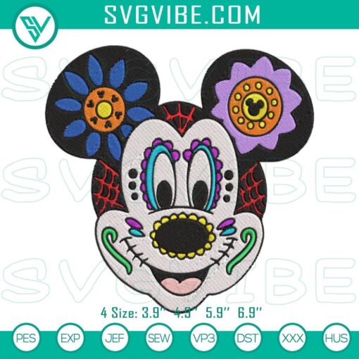 mickey mouse sugar skull embroidery design day of the dead mickey embroidery file mockup