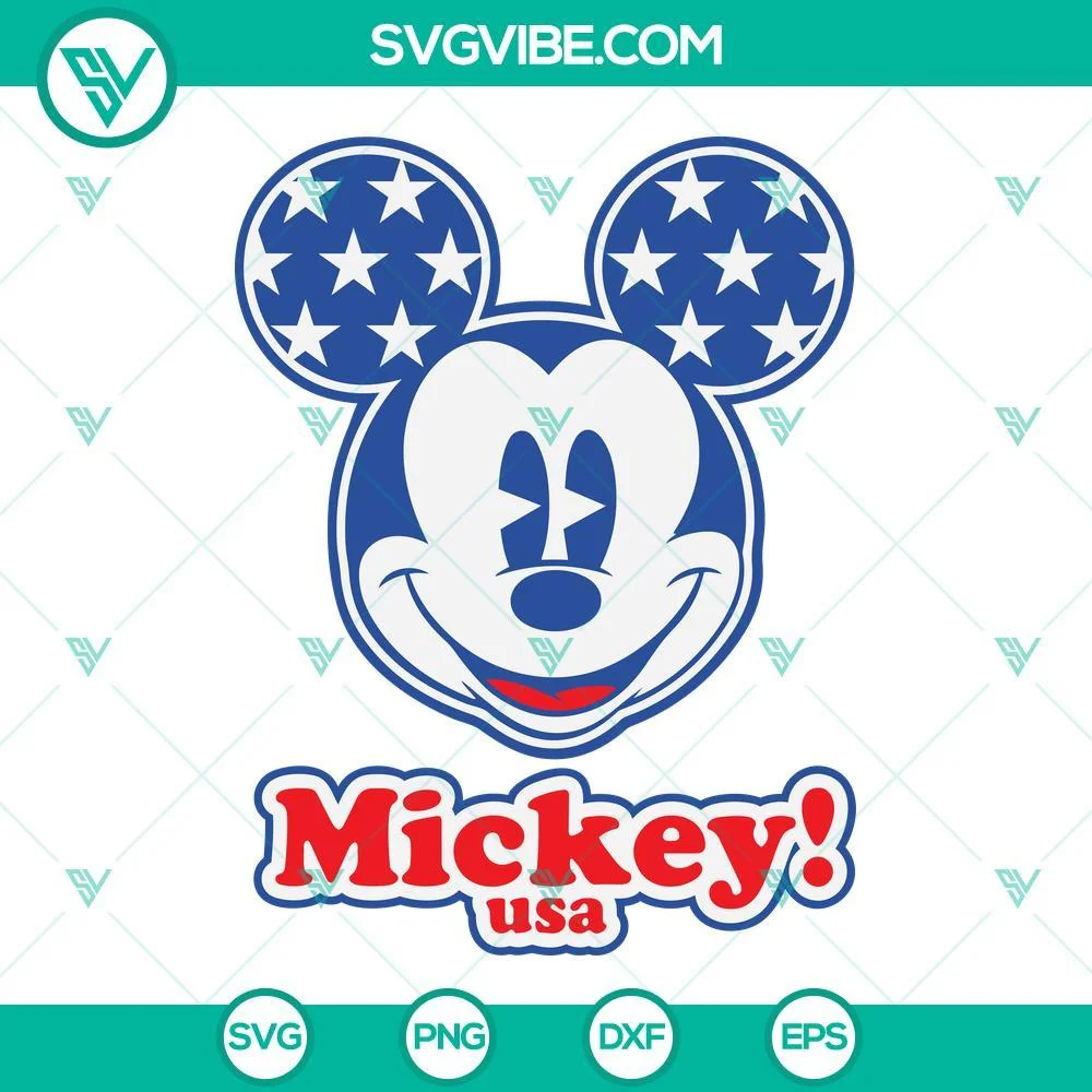 4th Of July, Disney, SVG Files, Mickey USA SVG File, Mickey American Flag 4th 1