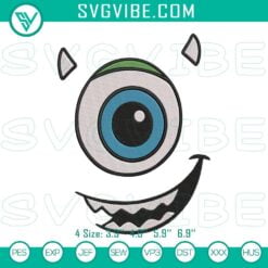 Disney Embroidery Designs, Embroidery Designs, Mike Wazowski Face Embroidery 13