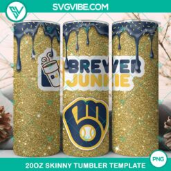 20oz Skinny Tumbler Template, Milwaukee Brewers Dunkie Junkie Glitter 20oz 11