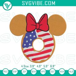 Disney Embroidery Designs, Embroidery Designs, Minnie American Flag Donut 2