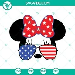 4th Of July, Disney, SVG Files, Minnie American Flag Sunglasses Star Bow SVG 2