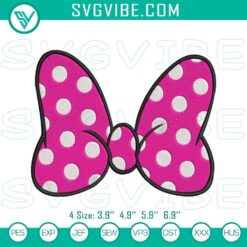 Minnie Bow Machine Embroidery Design, Classic Minnie Mouse Embroidery File