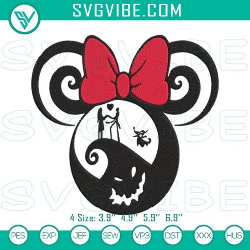 minnie ears nightmare before christmas embroidery designs jack and sally machine embroidery files mockup