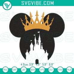Minnie Head Crown Embroidery Files, Disney Castle Mouse Ears Design