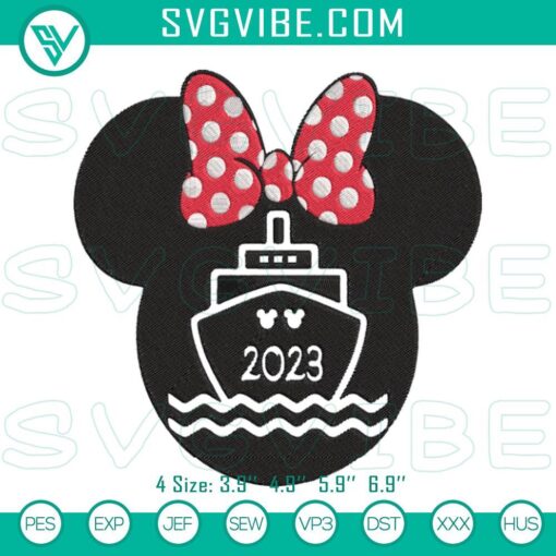 minnie head cruise 2023 machine embroidery design disney cruise trip 2023 embroidery files mockup