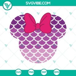 Minnie Mouse mermaid scales SVG download with Minnie's head silhouette, featuring a whimsical mermaid theme. Ideal for DIY projects.