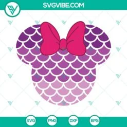 Disney, SVG Files, Minnie Head Mermaid Scales SVG Download, Minnie Mouse 2