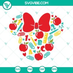 Disney, SVG Files, Teacher, Minnie Head Teacher SVG Download, Teach Love 15