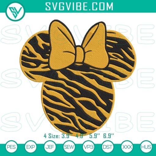 minnie head tiger embroidery designs disney safari trip machine embroidery files mockup