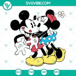 Minnie kissing Mickey Mouse SVG images ideal for Valentine's Day with romantic and adorable design elements.