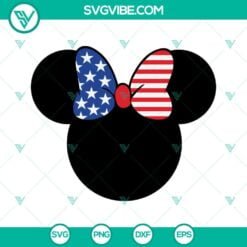 4th Of July, Disney, SVG Files, Minnie Mouse American Flag Bow SVG Download PNG 2