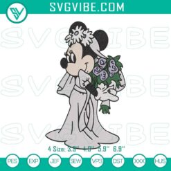 Minnie Mouse Bride Haunted Mansion embroidery design, Disney Halloween pattern with spooky details.