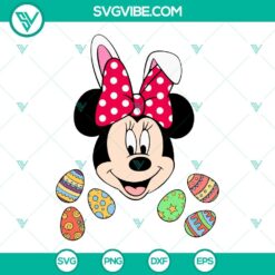 Minnie Mouse Easter Bunny SVG with Easter Eggs, Disney Happy Easter SVG Download.