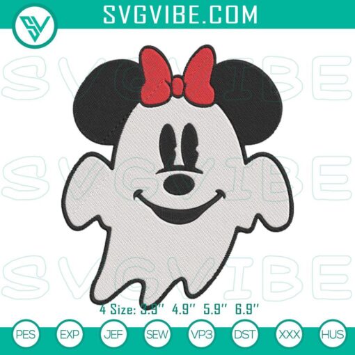 minnie mouse ghost embroidery files cute halloween disney embroidery designs mockup