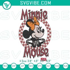 Minnie Mouse Halloween embroidery design with cute Disney friends, perfect for Halloween crafts.