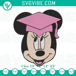 Disney Embroidery Designs, Embroidery Designs, Minnie Mouse Head Graduation Cap 6