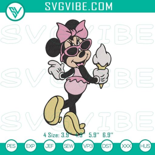 minnie mouse summer swimsuit embroidery designs disney beach vacation machine embroidery files mockup