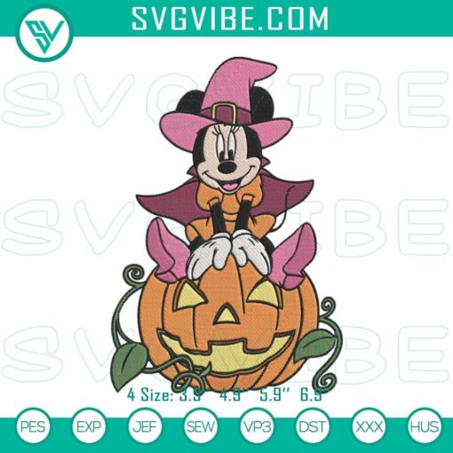 minnie mouse witch sitting on pumpkin embroidery designs disneyland halloween embroidery files mockup