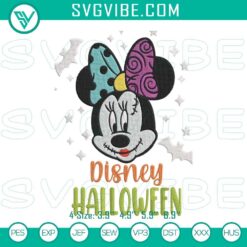 Minnie Sally Disney Halloween embroidery design with cute spooky elements, perfect for themed crafts.