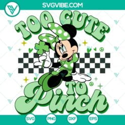 Disney, St Patrick's Day, SVG Files, Minnie Too Cute To Pinch SVG Download, 11