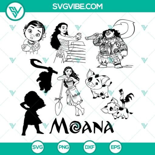 moana svg bundle moana silhouette svg baby moana svg maui moana svg moana pig svg hei hei svg 4 mockup